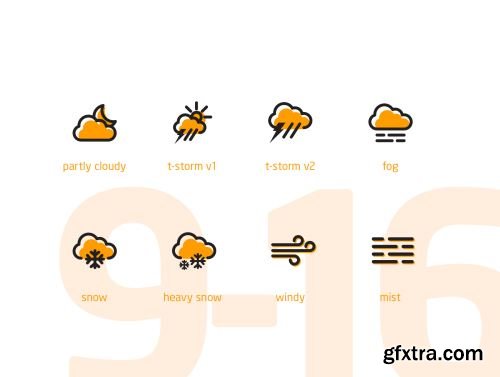 16 Weather Animated Icons Ui8.net