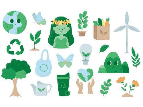 Cute Earth Day Illustrations for Environmental Clean Energy Eco Friendly Theme 571940595