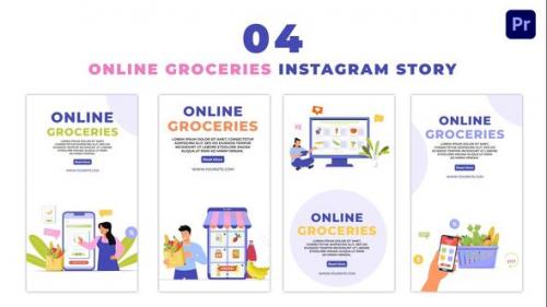 Videohive - Eye Catching Online Groceries Order Flat Vector Instagram Story - 47455452 - 47455452