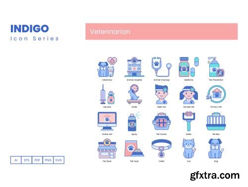 65 Veterinary Icons | Indigo Series Ui8.net