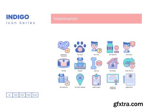 65 Veterinary Icons | Indigo Series Ui8.net