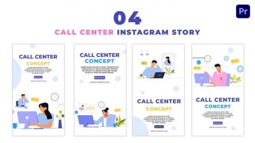 Videohive - Call Center Concept 2D Flat Characters Instagram Story - 47459439 - 47459439