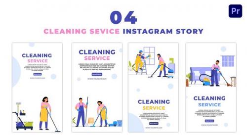 Videohive - Housekeeping Cleaning Service Flat Character Instagram Story - 47460680 - 47460680