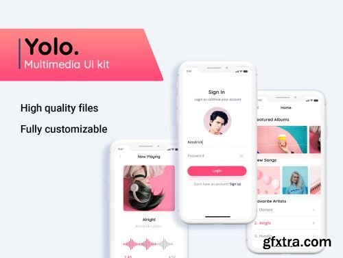 Yolo Multimedia Mobile App UI Kit Ui8.net