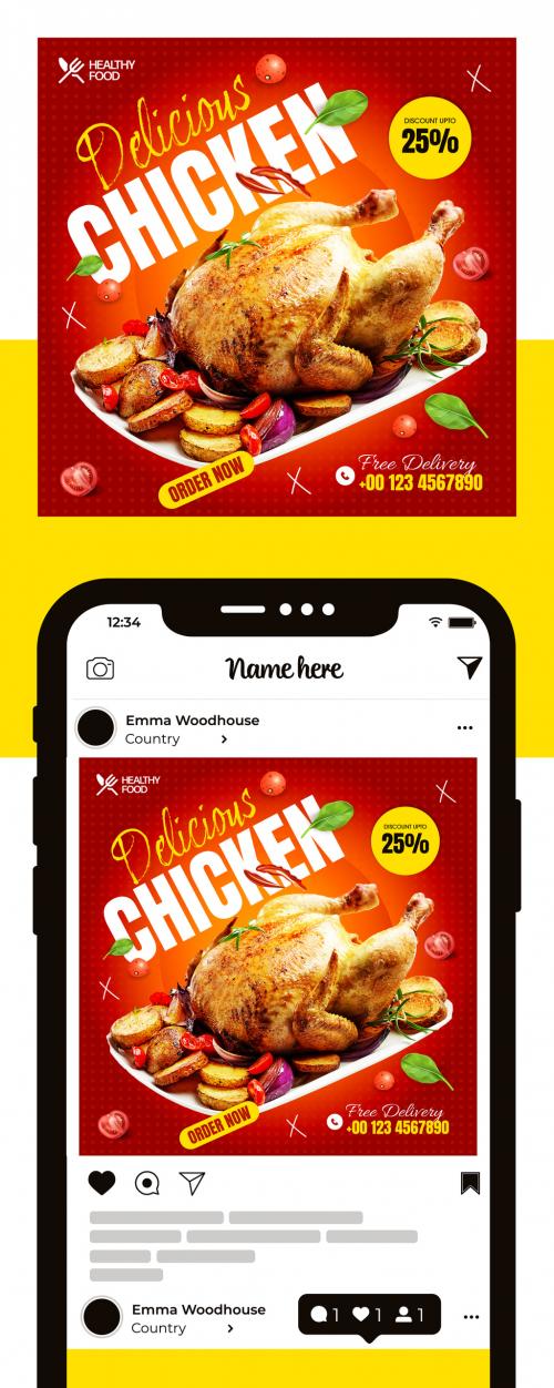 Delicious Chicken Social Media Post Design Template 572128273