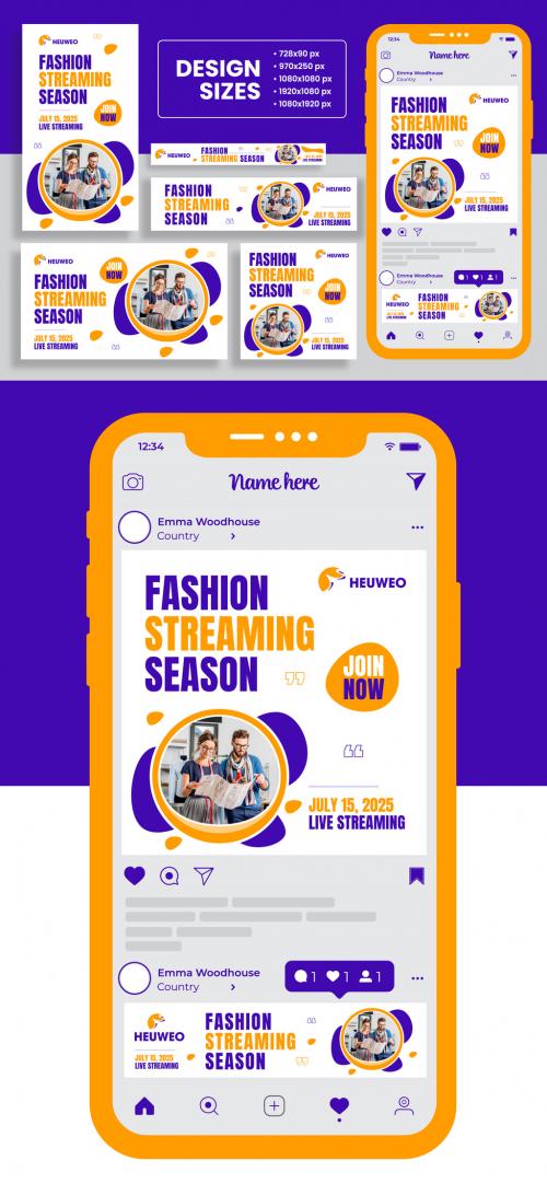 Fashion Streaming Season Banner Design Set Template 572128367