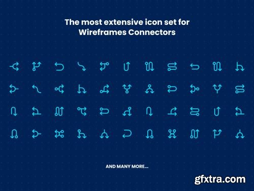 Wireframe Connectors Icon Pack - 144 Line icons Ui8.net