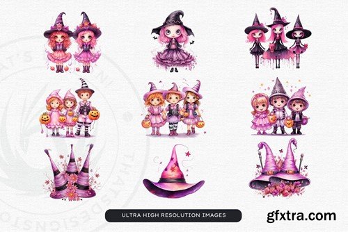 Pink Halloween Watercolor Clipart CG654SF