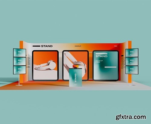 Exhibition Stand with Video Wall Mockup SDBTGJQ