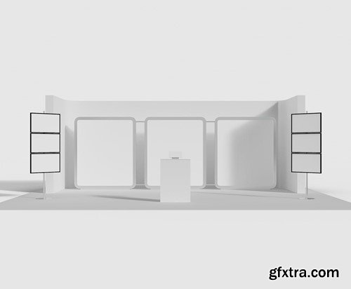 Exhibition Stand with Video Wall Mockup SDBTGJQ