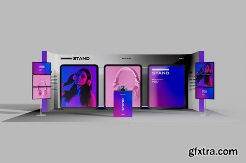 Exhibition Stand with Video Wall Mockup SDBTGJQ