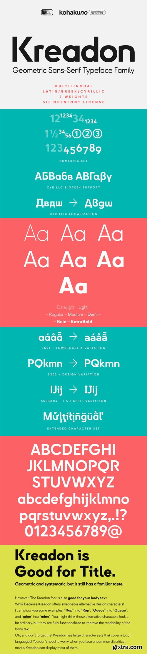 Kreadon - Geometric Sans Serif Typeface Family