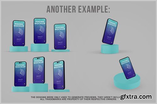 Phone Mockup in Podium - 4 PSD's KARZA5G