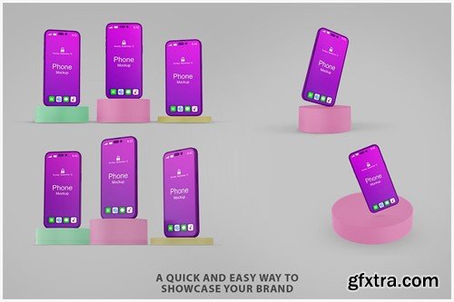 Phone Mockup in Podium - 4 PSD's KARZA5G