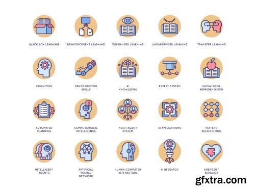 60 Artificial Intelligence Icons | Butterscotch Series Ui8.net