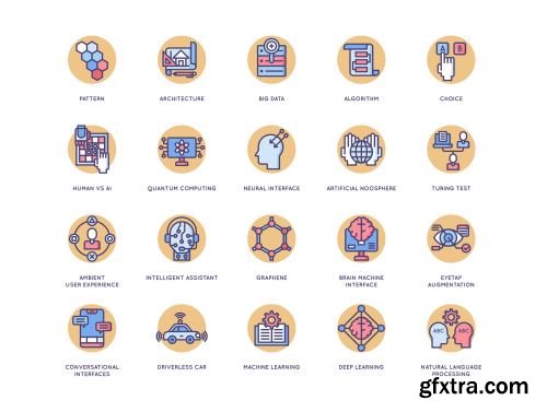 60 Artificial Intelligence Icons | Butterscotch Series Ui8.net