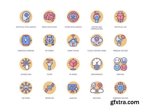 60 Artificial Intelligence Icons | Butterscotch Series Ui8.net