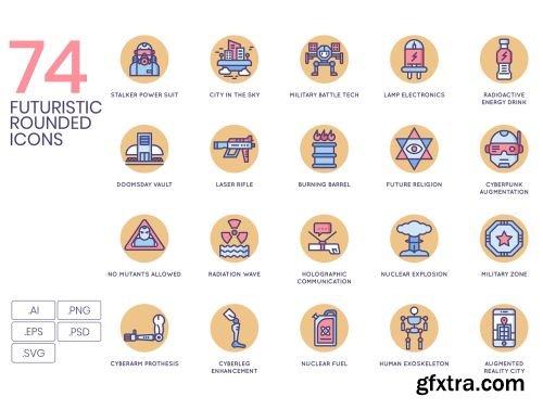 74 Futuristic Icons | Butterscotch Series Ui8.net