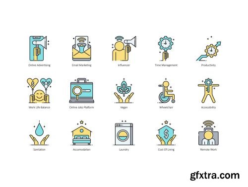 85 Digital Nomad Icons | Aqua Series Ui8.net