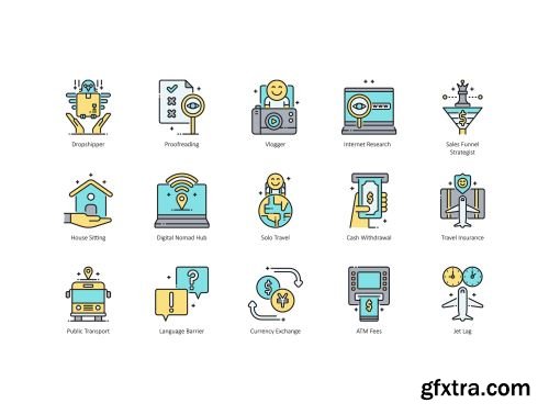 85 Digital Nomad Icons | Aqua Series Ui8.net