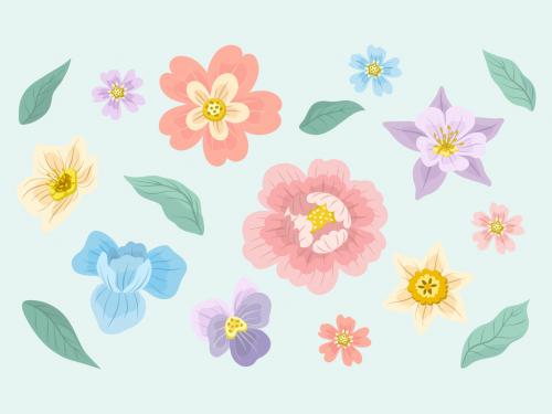 Spring Flowers Vector Illustrations 565843661