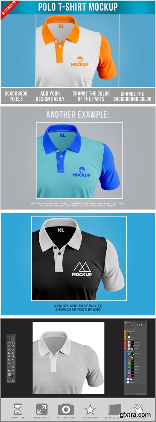 Close Up Polo T-Shirt Mockup Front View F54MXJL