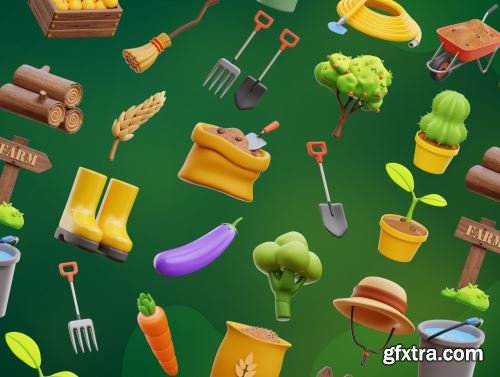 Agriculture 3D Icons Ui8.net