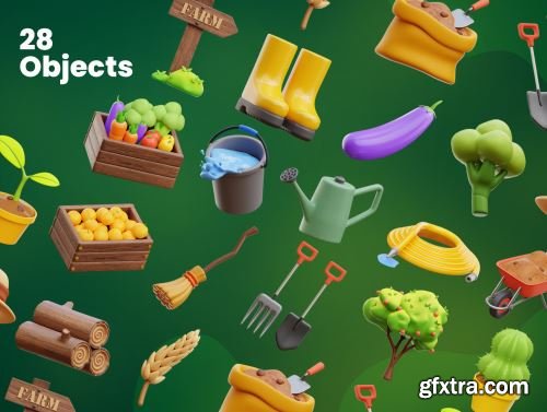 Agriculture 3D Icons Ui8.net