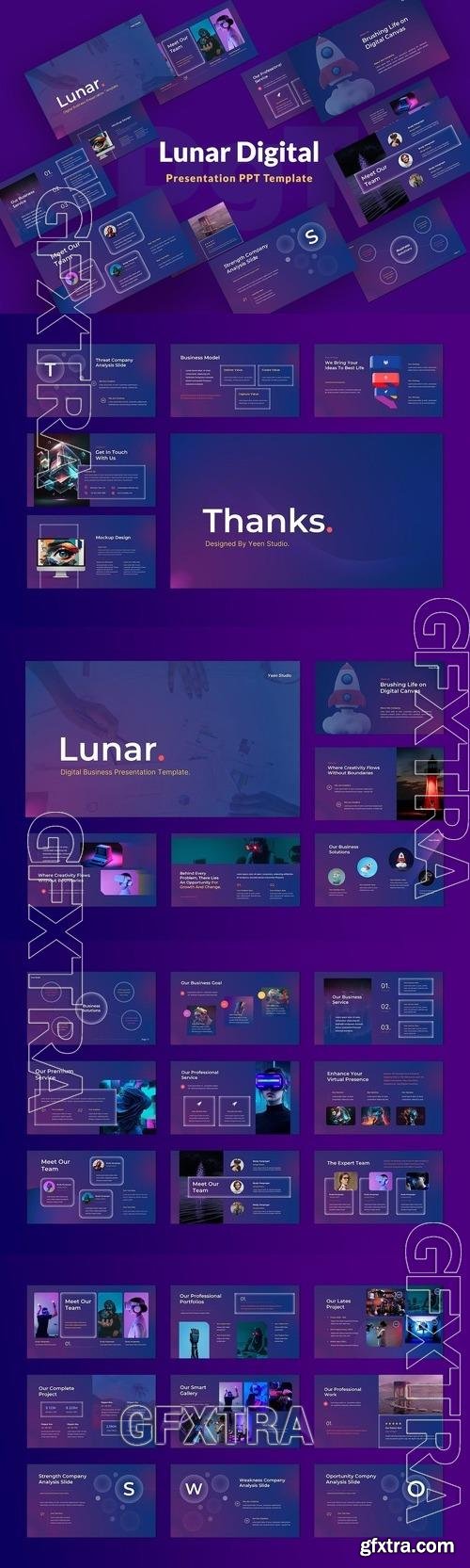 Lunar - Digital Business PowerPoint Template KPNH73Y