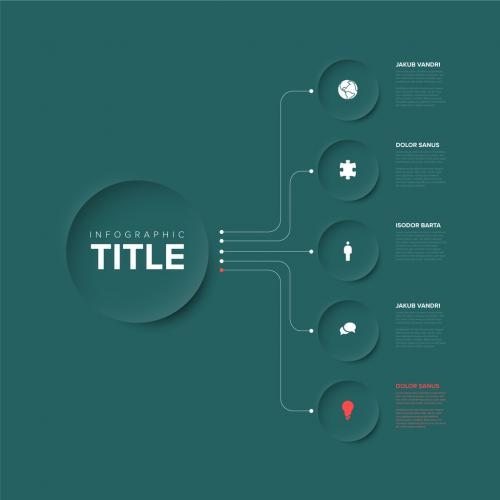 Simple Teal Infographic with Big Center Circle and Six Small Icon Elements 505257475