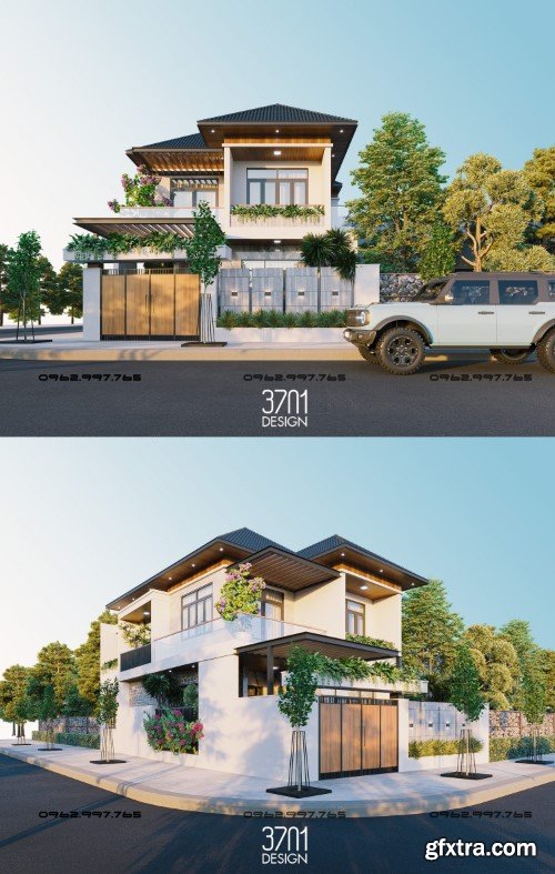 3D House Exterior Scene