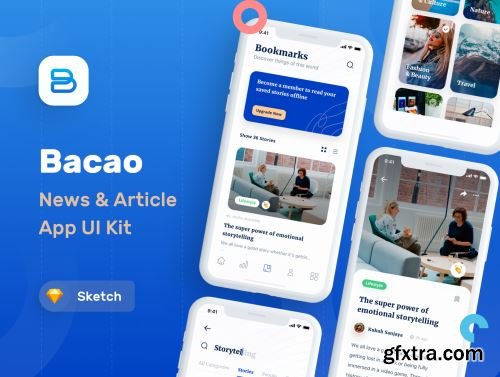 Bacao News and Reader App UI Kit Ui8.net