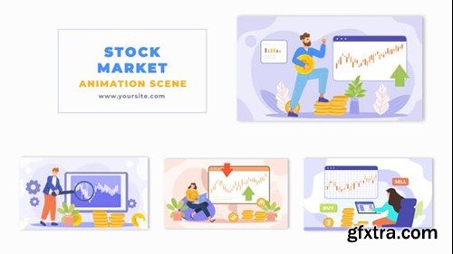 Videohive Stock Buy and Sell Flat Character Animation Scene 47494548
