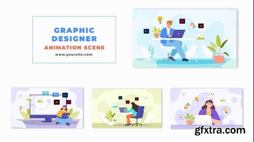 Videohive Animated Graphic Designer Character Animation Scene 47495034