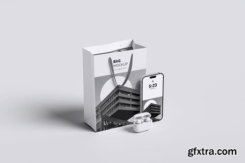 iPhone Pro and Bag Mockup 5RS62UK