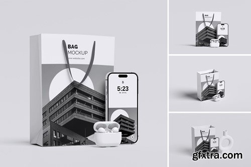 iPhone Pro and Bag Mockup 5RS62UK