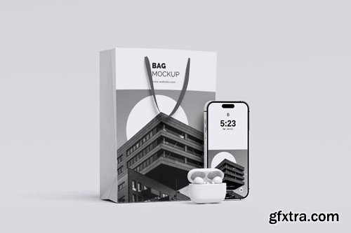 iPhone Pro and Bag Mockup 5RS62UK