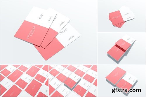 Rounded Business Card Mockup Perspective View 5W8278L