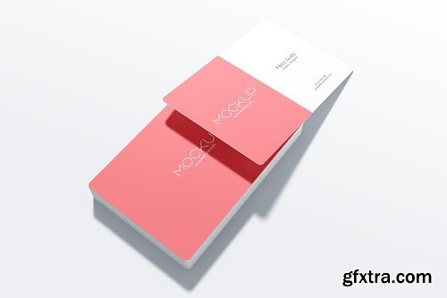 Rounded Business Card Mockup Perspective View 5W8278L