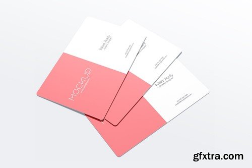 Rounded Business Card Mockup Perspective View 5W8278L