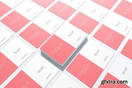 Rounded Business Card Mockup Perspective View 5W8278L