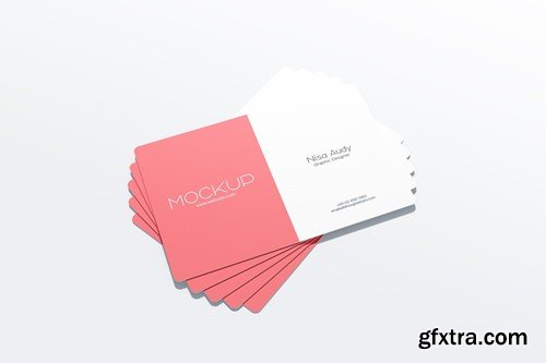 Rounded Business Card Mockup Perspective View 5W8278L