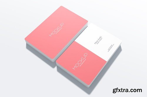 Rounded Business Card Mockup Perspective View 5W8278L