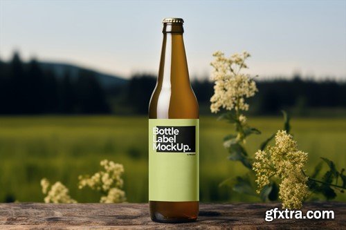 Bottle Label Mockup In Natural Environment #01 UUH4Q4E