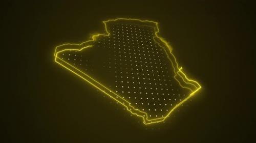 Videohive - 3D Neon Yellow Algeria Map Borders Outline Loop Background - 47467113 - 47467113