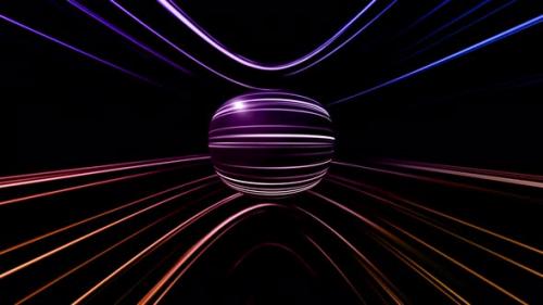 Videohive - 3D Rendering of an Abstract Neon Sphere Made of White Rings and Pinkblue Lighting - 47467473 - 47467473