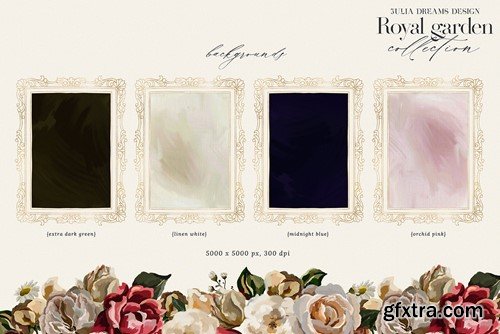 Royal Garden Oil Pastel Flowers Gold Frames DKGYJPL