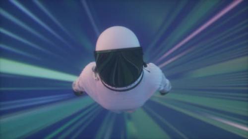 Videohive - Astronaut in Space Tunnel Music and Nightclub Concept Retro 80s Style Synthwave Background - 47467562 - 47467562