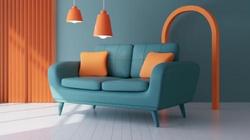 Videohive - Interior geometric buildinInterior geometric building and sofa model. - 47469766 - 47469766