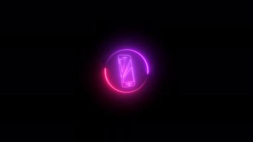 Videohive - Neon smart phone sign icon animation. Vd90 - 47470171 - 47470171